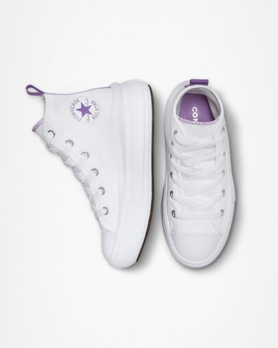 White / Purple Converse Chuck Taylor All Star Move Color Pop Kids' Platform Shoes Canada | C-74862939