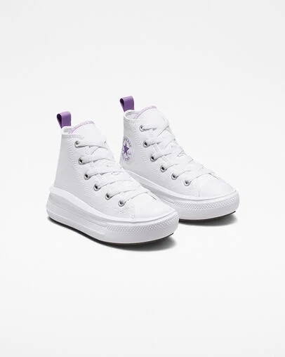 White / Purple Converse Chuck Taylor All Star Move Color Pop Kids' Platform Shoes Canada | C-74862939