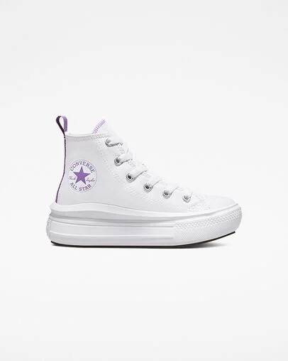 White / Purple Converse Chuck Taylor All Star Move Color Pop Kids\' Platform Shoes Canada | C-74862939