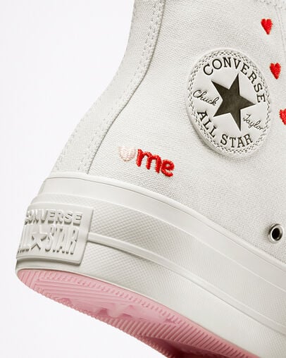 White / Red Converse Crafted With Love Chuck Taylor All Star Lift Women Sneakers Canada | C-29680179