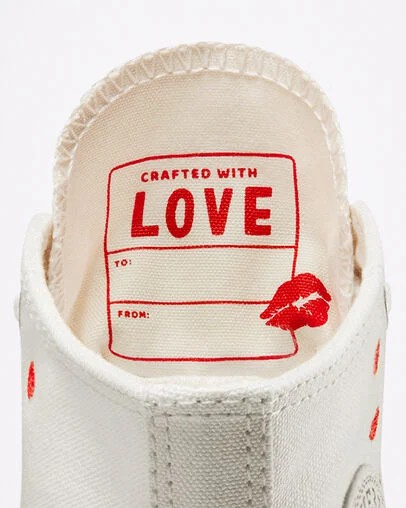 White / Red Converse Crafted With Love Chuck Taylor All Star Lift Women Sneakers Canada | C-29680179