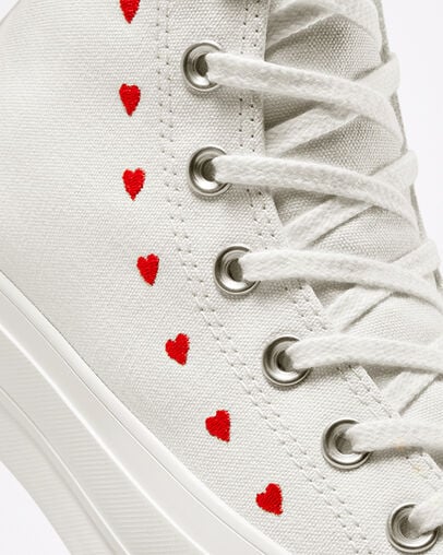 White / Red Converse Crafted With Love Chuck Taylor All Star Lift Women Sneakers Canada | C-29680179
