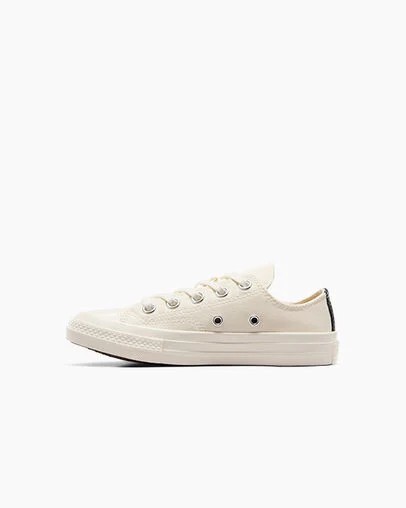 White / Red / Black Converse PLAY Comme des Garçons Single Heart Chuck 70 Kids' Sneakers Canada | C-04791529