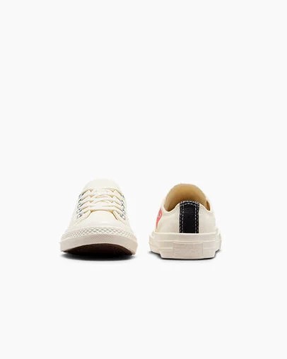 White / Red / Black Converse PLAY Comme des Garçons Single Heart Chuck 70 Kids' Sneakers Canada | C-04791529