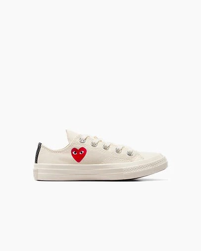 White / Red / Black Converse PLAY Comme des Garçons Single Heart Chuck 70 Kids\' Sneakers Canada | C-04791529