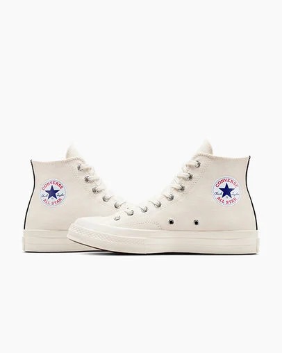 White / Red / Black Converse PLAY Comme des Garçons Single Heart Chuck 70 Women Sneakers Canada | C-80275949