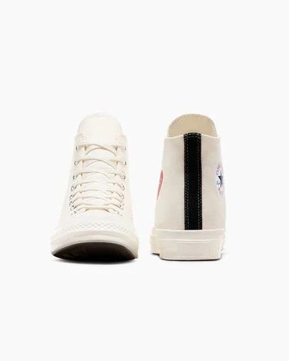 White / Red / Black Converse PLAY Comme des Garçons Single Heart Chuck 70 Women Sneakers Canada | C-80275949