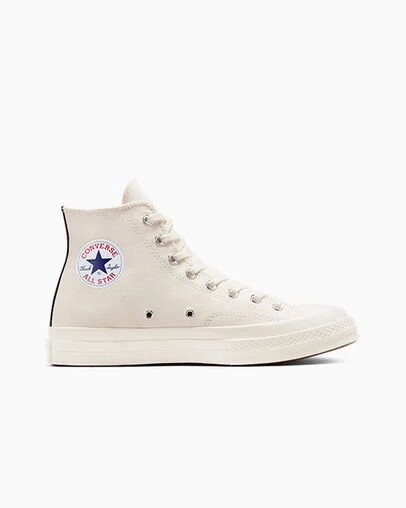 White / Red / Black Converse PLAY Comme des Garçons Single Heart Chuck 70 Women Sneakers Canada | C-80275949