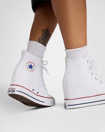 White / Red / Navy Converse Chuck Taylor All Star Wedge Women Platform Shoes Canada | C-06231949